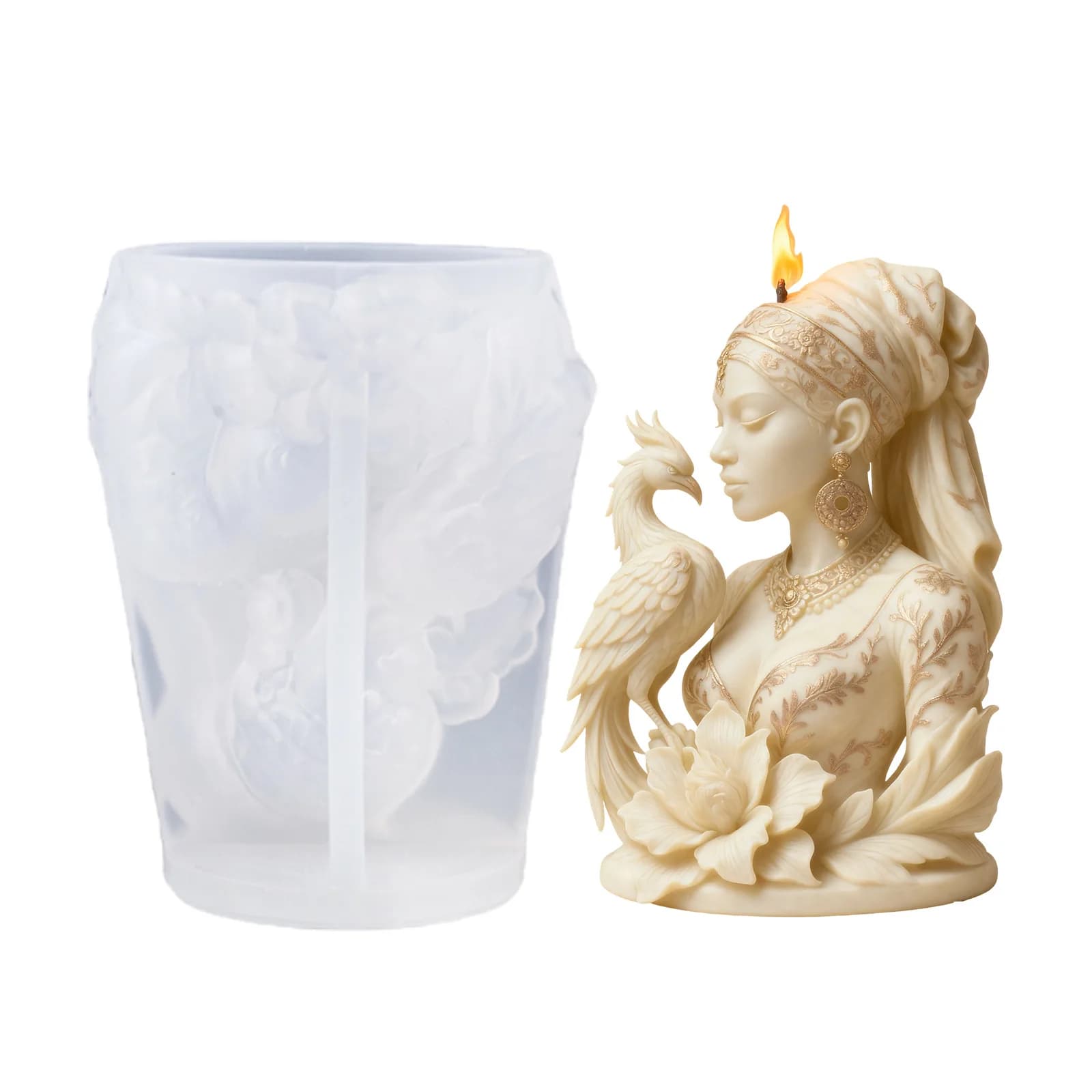 Stampo in Silicone 3D a Rilievo Dea Africana - Stampo per Creazione Sapone e Candele Aromatiche Fai-da-Te per Statuette in Gesso e Decorazioni per la Casa