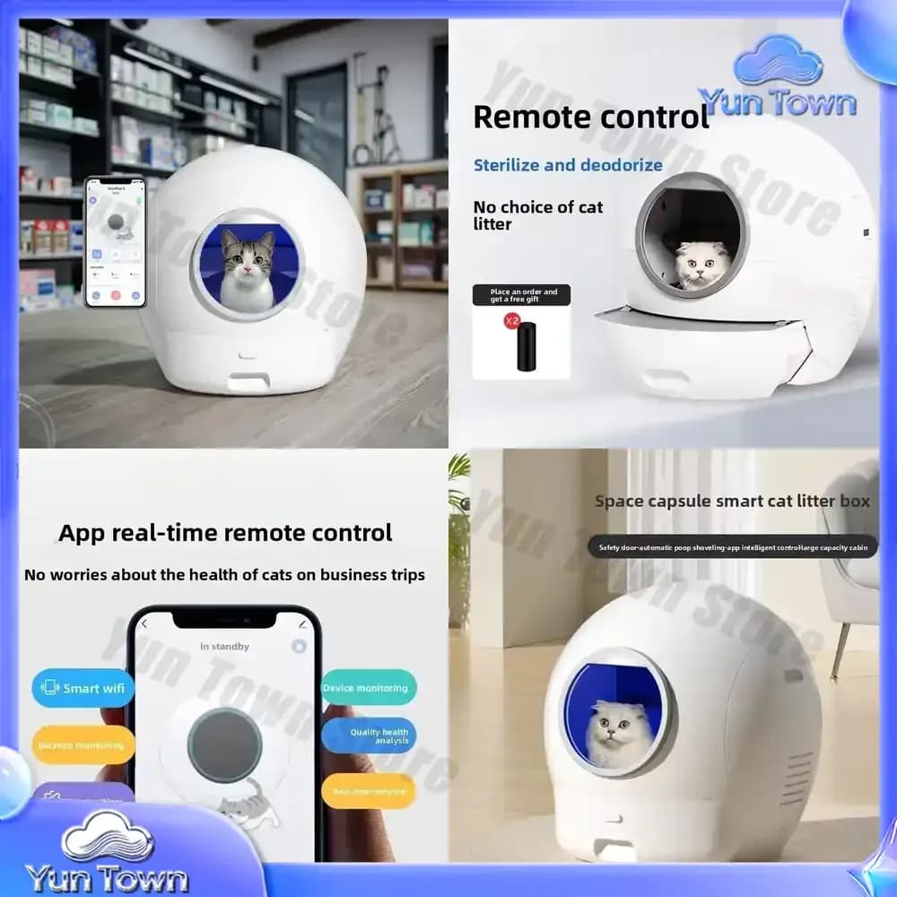 2025 New High Class App Controlled Automatic Cat Litter Box 65L Large Capacity Space Capsule Easy Clean Smart Cat Litter Box