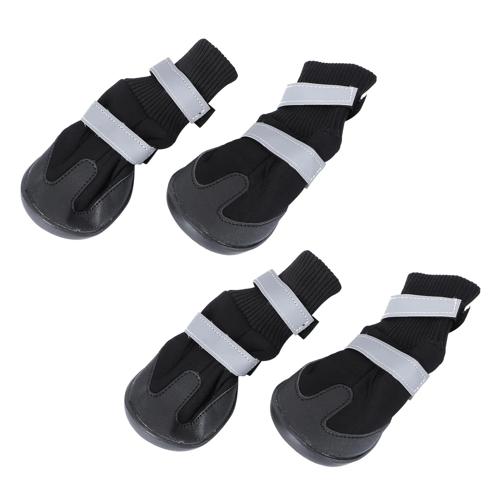 4Pcs Black Dog Boots Size S for Medium to Large Dogs PU Terylen Thick Lint All Weather Dog Hiking Shoes Winter