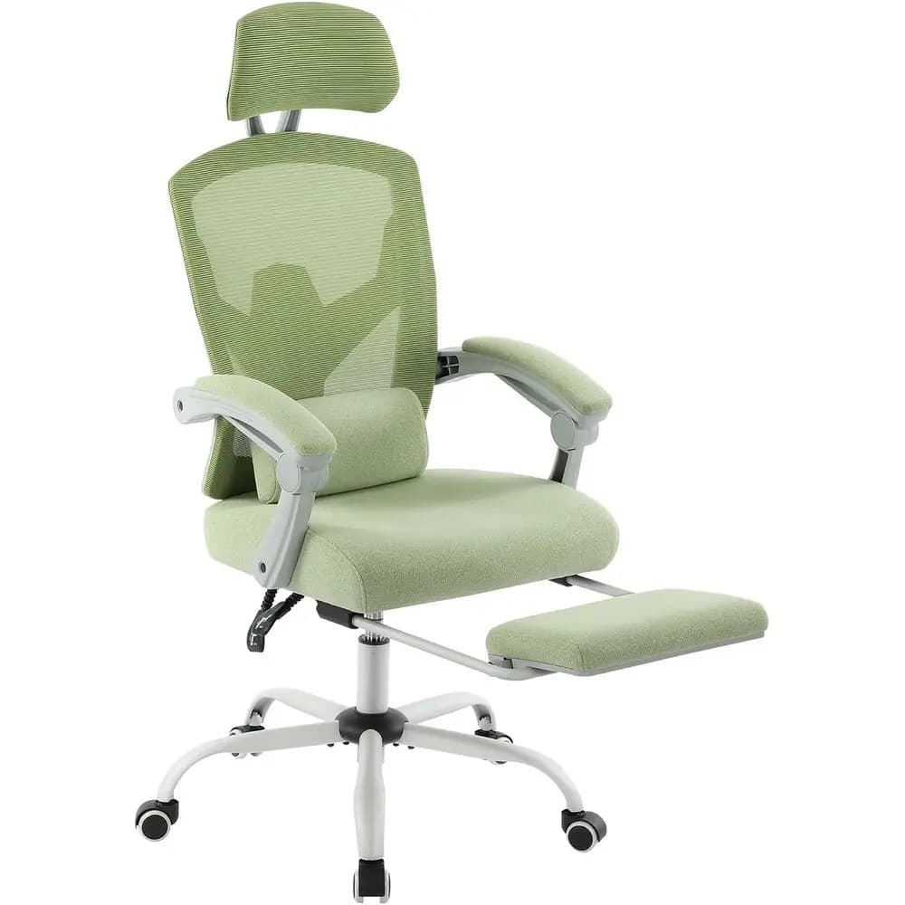 Sedia da ufficio ergonomica con poggiapiedi, sedia da gaming per adulti in rete, supporto lombare, reclinabile girevole con poggiapiedi, braccioli confortevoli