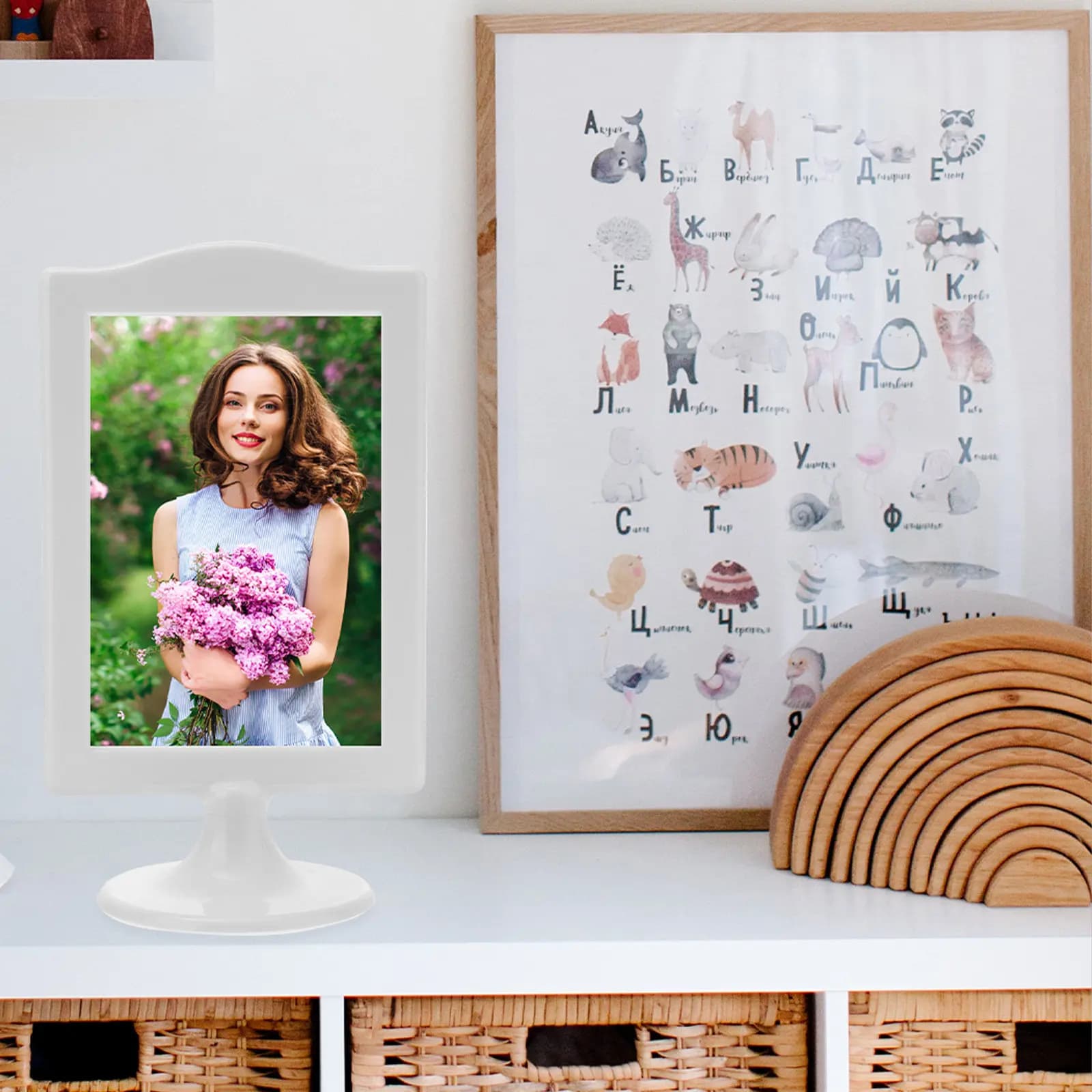 Double-sided table photo frame, 4 pieces, per hallway, bedroom, office, wallless display