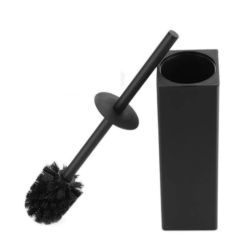 Set Portascopino WC da Bagno Grigio/Nero in Alluminio, Portascopino da Terra Quadrato/Rotondo per la Pulizia del WC Domestico