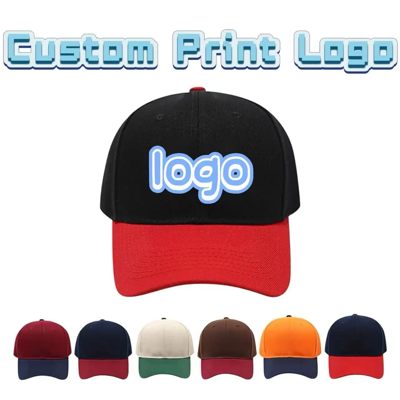 Cappellino da Baseball Mao Qing a Sei Pezzi con Logo Stampato Personalizzato, Tendenza Moda Unisex, Versatile Cappello a Becco d'Anatra