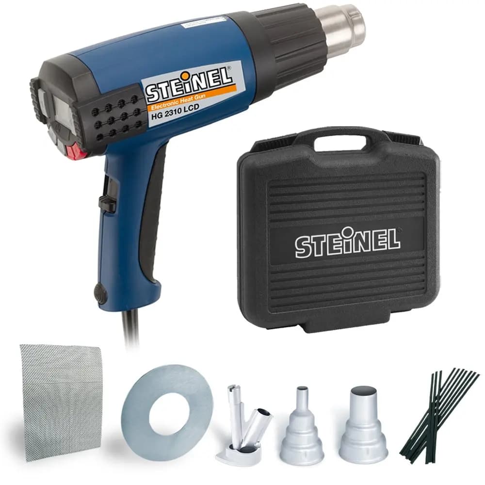 Steinel HG 2310 Auto Body Welding Kit - including industrial Heat Gun with LCD Display, 1600 W power blowing hot heat