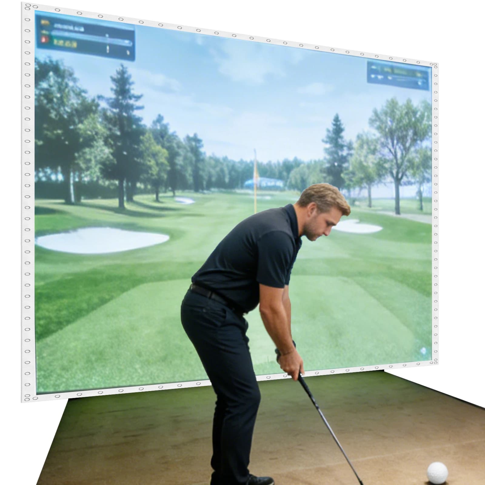 9.8x13ft Launch Monitor Projector Screen with Grommets Indoor Practice Screen for Home/Indoor/Garage Swing Training