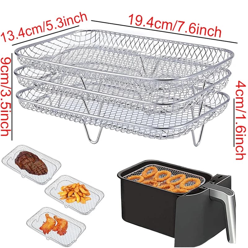 Air Fryer Baking Rack Metal Square/Round/Rectangle Oven Grill Racks Airfryer Accessories