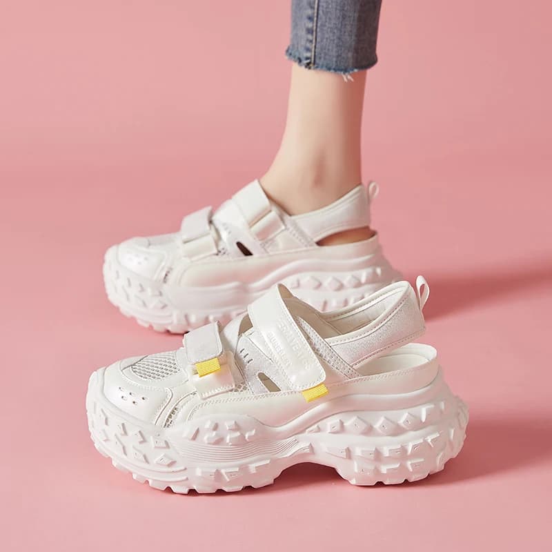 Scarpe da ginnastica basse da donna stile Dad Shoes Primavera Estate 2026 con fondo spesso, rialzate, sportive, casual, versatili, da corsa, con punta tonda e in mesh
