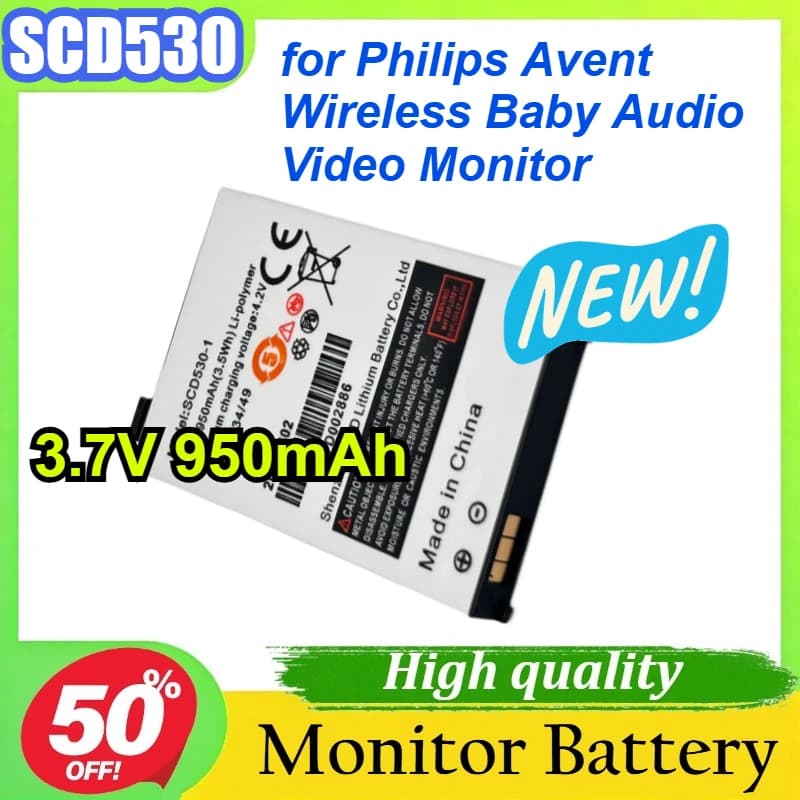 Batteria SCD530 SCD535/00 3.7V 950mAh per Monitor Audio Video Wireless per Bambini Philips Avent