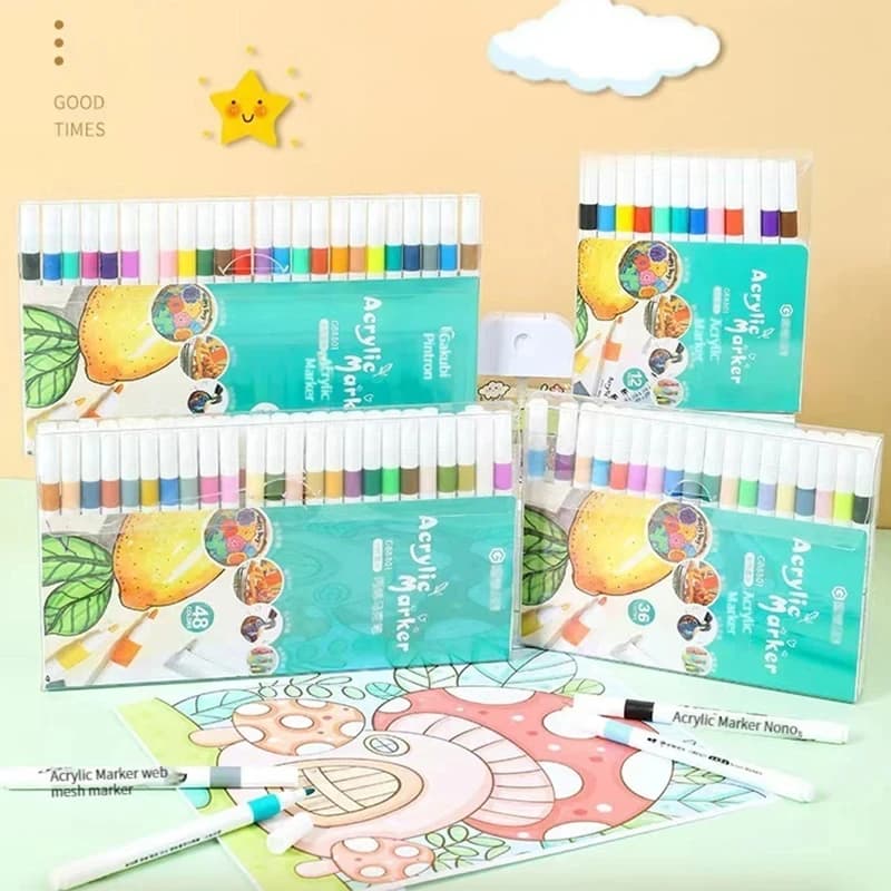 12-80 colori pennarello acrilico set di pittura su roccia per bambini set di penne per pittura su pietra ceramica vetro legno manga materiale scolastico d'arte
