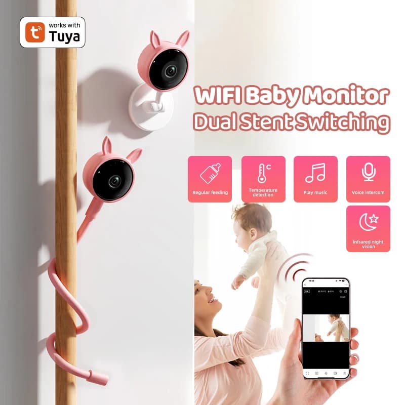 Baby monitor tuya smart Wifi videocamera di videosorveglianza senza esposizione rossa protezione di sicurezza del bambino telecomando di rete bluetooth