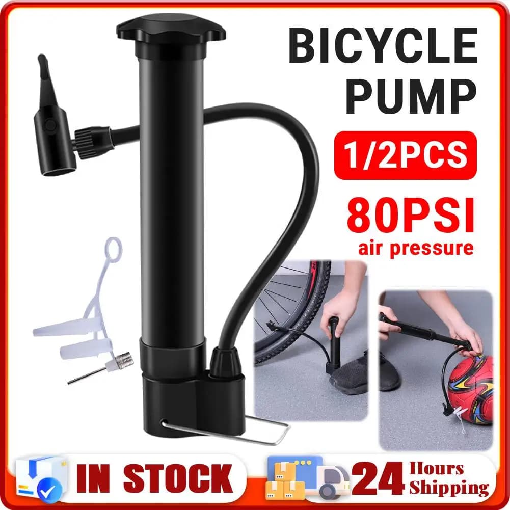 MTB Bicycle Pump 80 PSI Bike Manual Air Pump Balloon Tire Inflator Schrader Valve Floor Pump Lightweight for Cycling Accesories