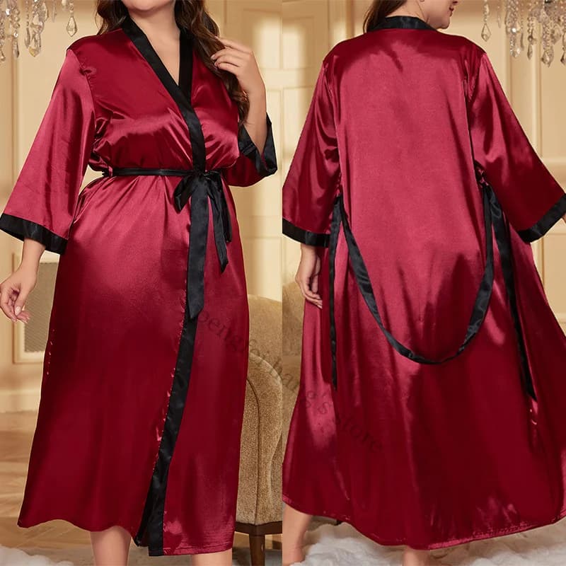 Plus Size 3Xl 4Xl 5Xl Robe Lady Lungo Raso Kimono Accappatoio Abito Stampa Sexy Homewear Allentato Indumenti Da Notte Camicia Da Notte Estate Nuove Vestaglie