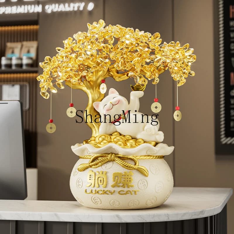 SM Fortune Tree Lucky Cat Ornament Reception Office Desktop Storage Ornament