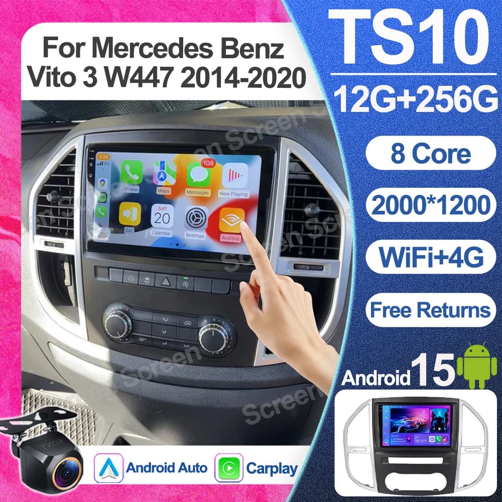 Autoradio Android 16 per Mercedes Benz Vito 3 W447 2014-2020, lettore multimediale video, Bluetooth, Mirror Link, touchscreen, RDS, Wi-Fi