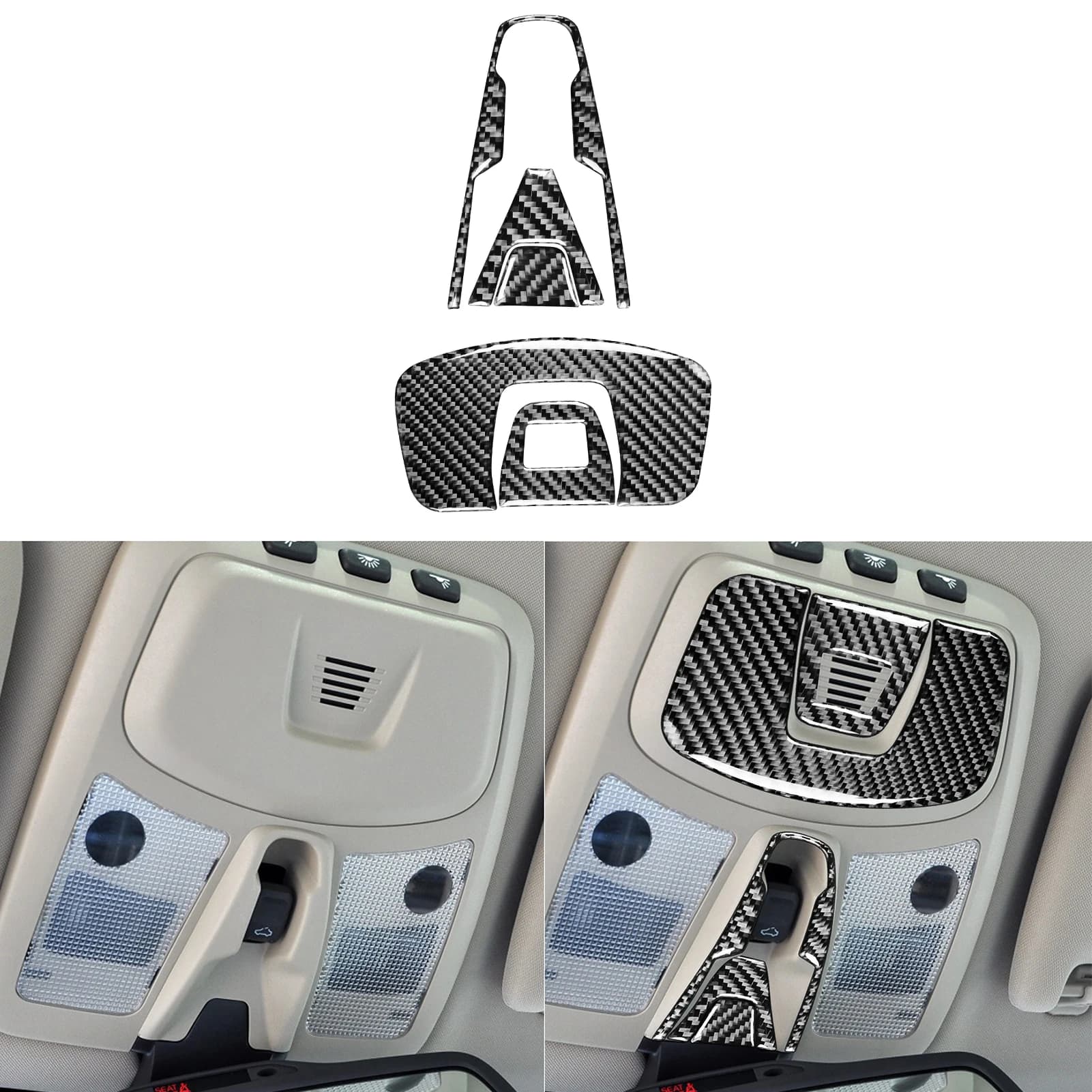 For Volvo XC90 2003-2014 Carbon Fiber Reading Light Button Frame Panle Decorative Interiors Wood grain Car Accessories Sticker