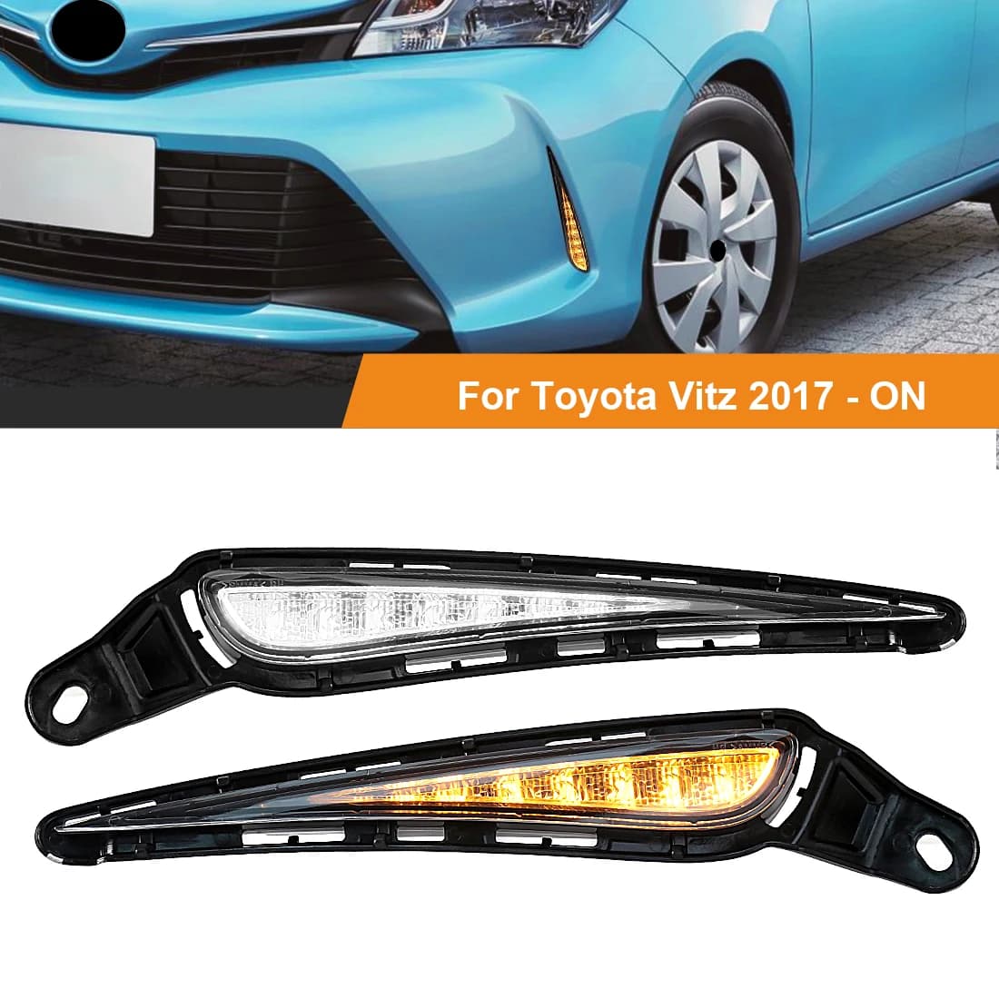 DLAA Per Toyota Vitz 2017 2018 2019 LED Luce di marcia diurna DRL Indicatori di direzione Lampada fendinebbia Bianco Giallo Impermeabile Accessori auto