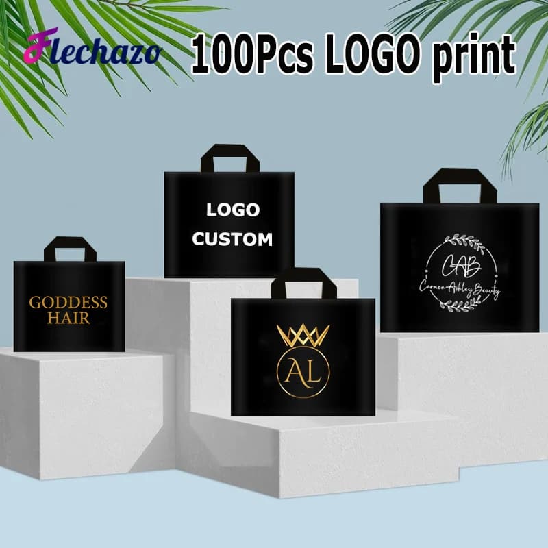 Duty Plastic Bag With Handle Reusable Shopping Merchandise Packaging Bags For Small Business 100Pcs Boutique Retail Gifts Bag