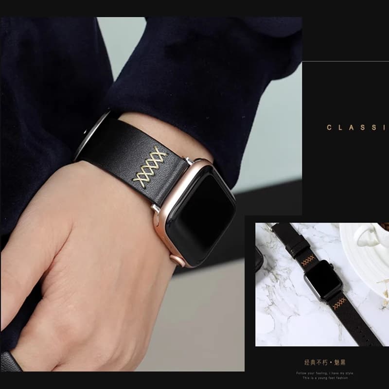 NEW design genuine leather strap for Apple watch 44mm 45mm 41-40-42-46mm handmade straps series 4 5 6 7 8 9 10 ultra/2 49mm