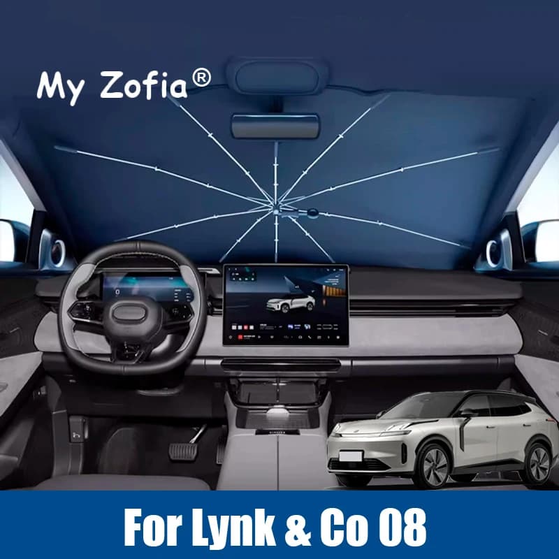 Per Lynk & Co 08 EMP 2024 2025 Auto Parabrezza Parasole Ombrello Pieghevole Amry Anteriore Isolamento termico pieghevole Accessori