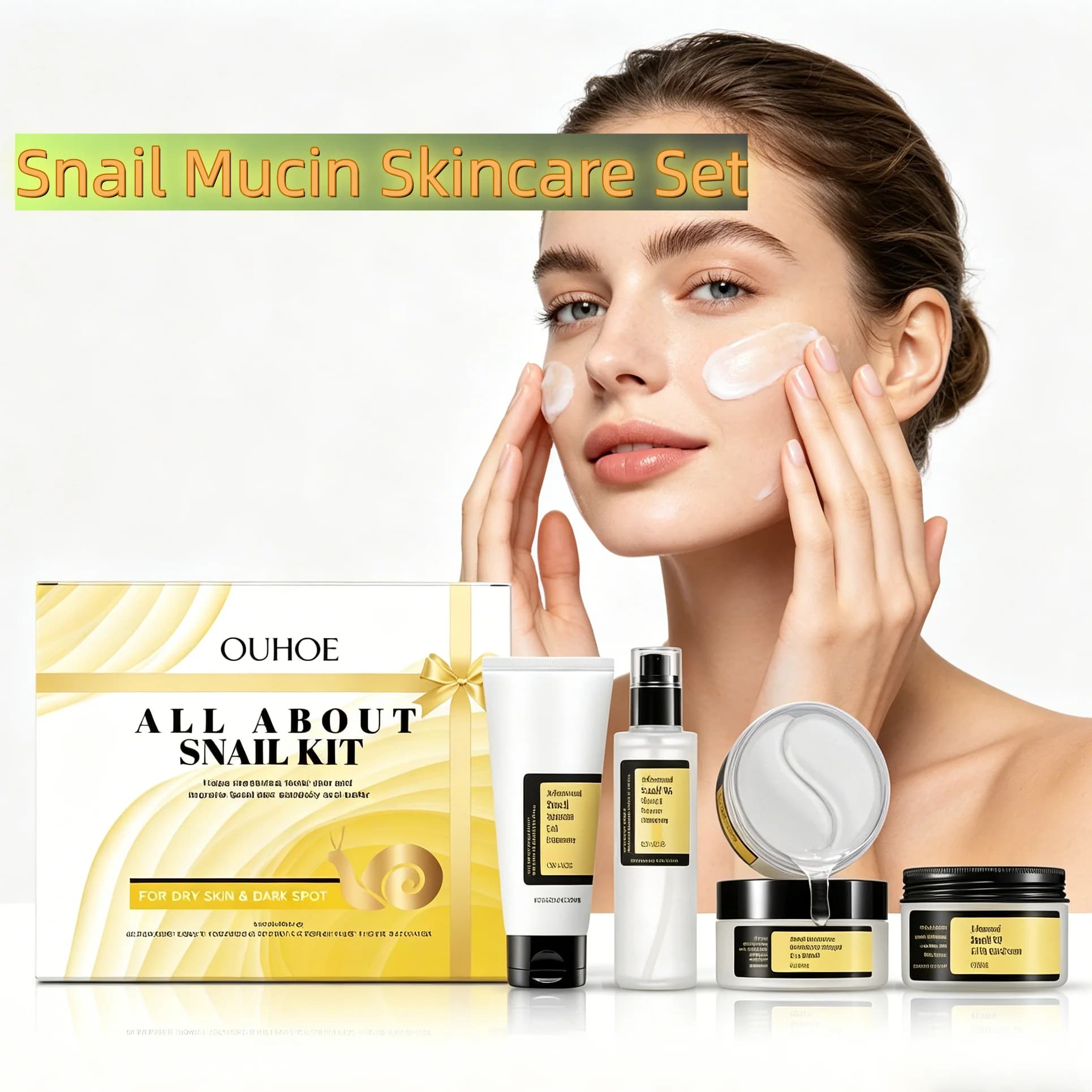 Set Skincare alla Bava di Lumaca - Routine Completa Illuminante in 4 Fasi, Barriera Naturale di Idratazione e Potenza alla Bava di Lumaca, Maschera Occhi in Idrogel Lenitiva, Confezione Regalo