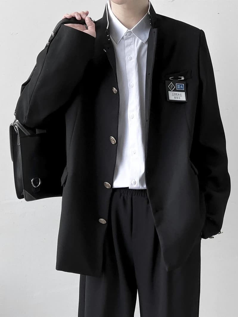 Trendy Men's Suit Jacket Spring Autumn Casual Loose Style Couple's DK Uniform Top Long Sleeve Pure Color No Ironing Needed