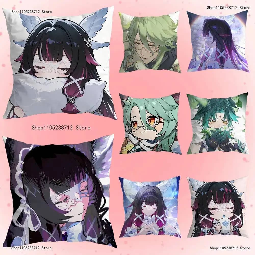 Game Hot G-Genshin-S Pillow Case For Sofa Decor Car Office Room Printing Cushion Cover Decorations and Protector
