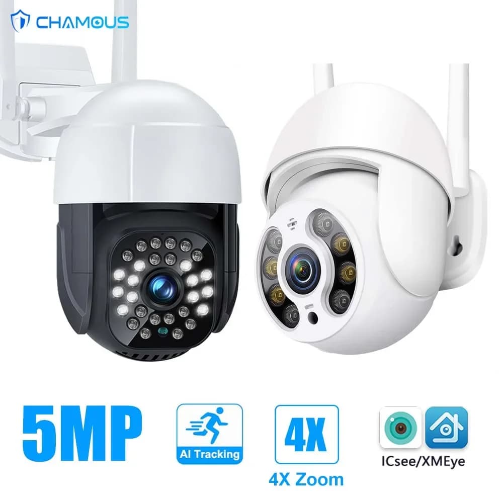 Telecamera di sicurezza ICsee Zoom 4X WiFi 5MP Esterna impermeabile Protezione domestica intelligente Video sorveglianza CCTV Monitoraggio automatico Alexa