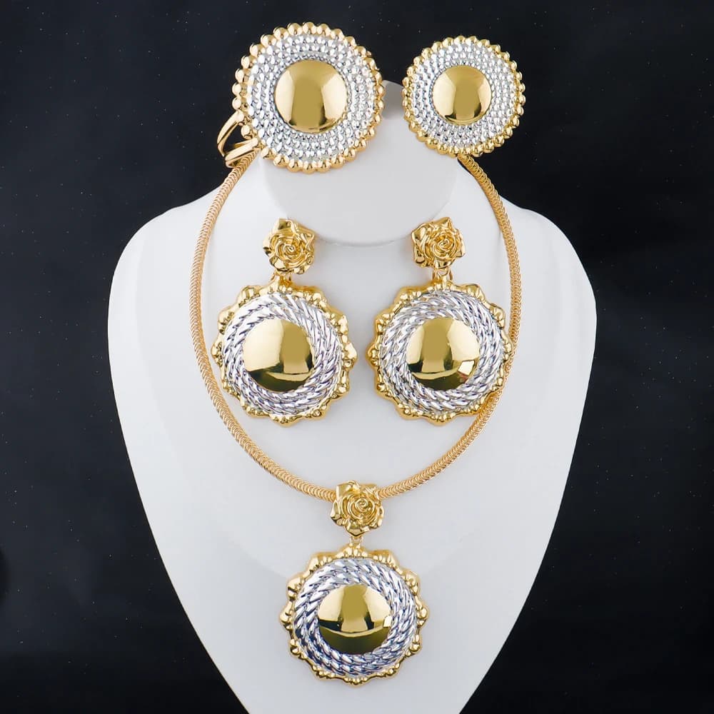 Set di gioielli italiani per donna, set di orecchini con collana girocollo Dubai, regalo africano da sposa, gioielli, accessori donna
