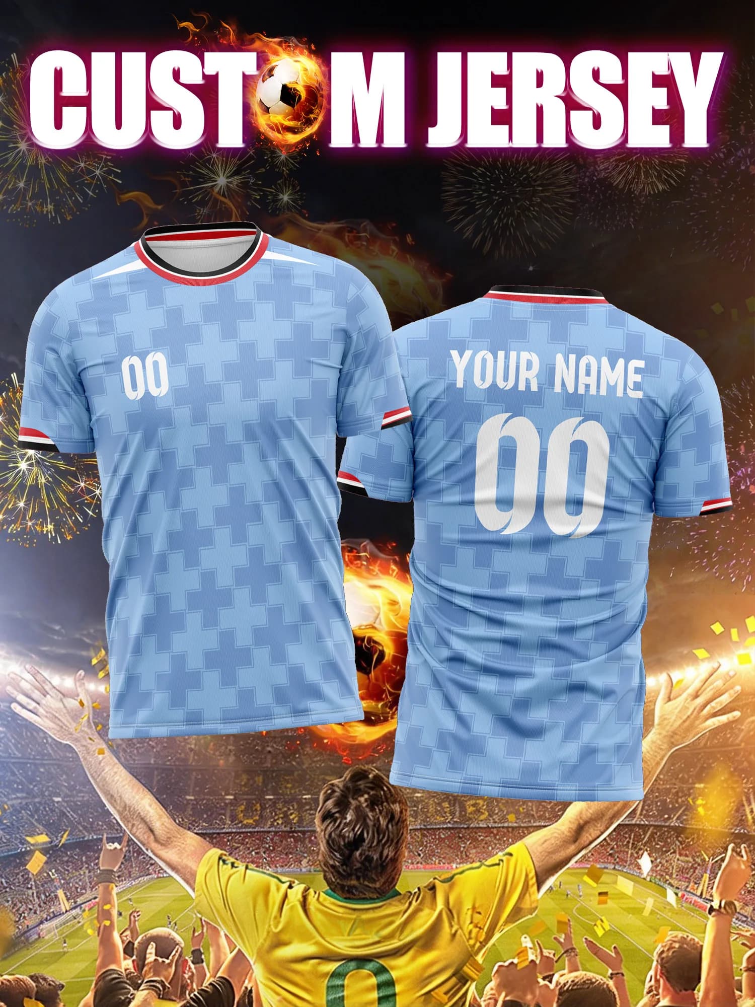 Maglia da Calcio Personalizzata con Immagine, Numero e Nome, Maglia Estiva Fresca, Abbigliamento Sportivo Leggero e Traspirante