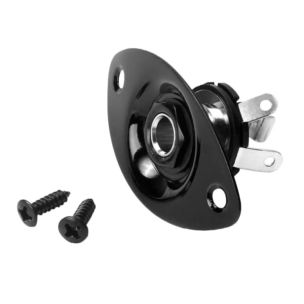 Jack di Uscita/Ingresso per Pickup Chitarra Nero, Ovale Incavato, 635mm, con Viti di Montaggio, per Chitarra Elettrica e Basso