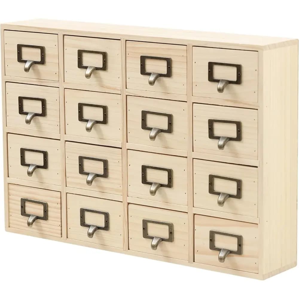 Organizer da Scrivania in Legno Personalizzabile - Finitura Naturale, Contenitore per Artigianato per Casa, Scuola o Ufficio