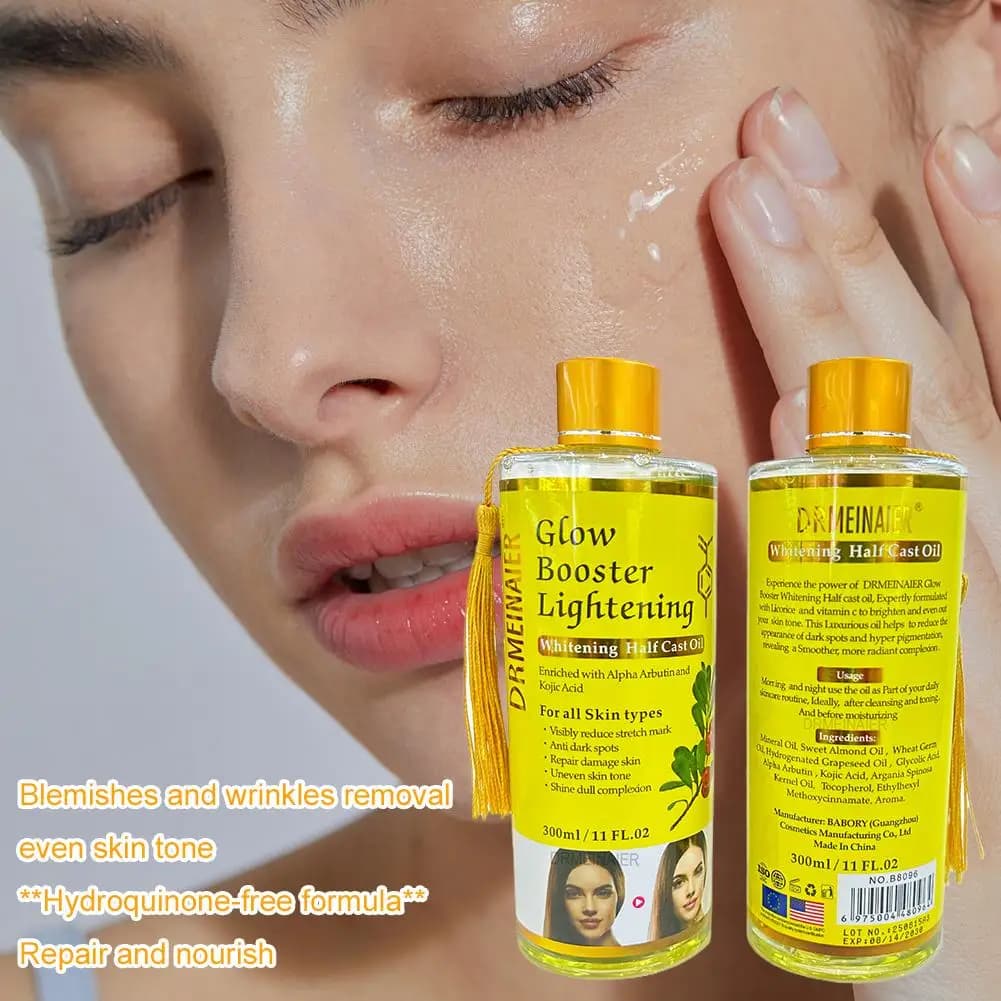 Siero Illuminante Viso 300ml con Olio di Curcuma, Retinolo, Arbutina e Acido Kojico per Riparare Macchie Scure e Danni alla Pelle