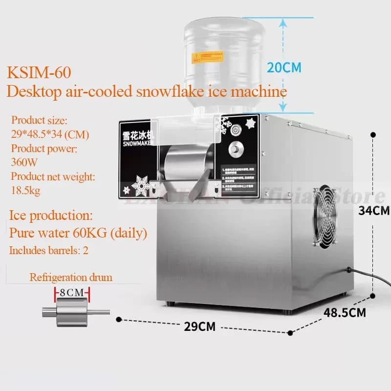 HomeWise 60KG/24H Coreano Fiocco di Neve Macchina per il Ghiaccio Piccola Neve Raffreddata Continua Latte Mango Bingsu Rasoio Frullato Frantoio 110V 220V