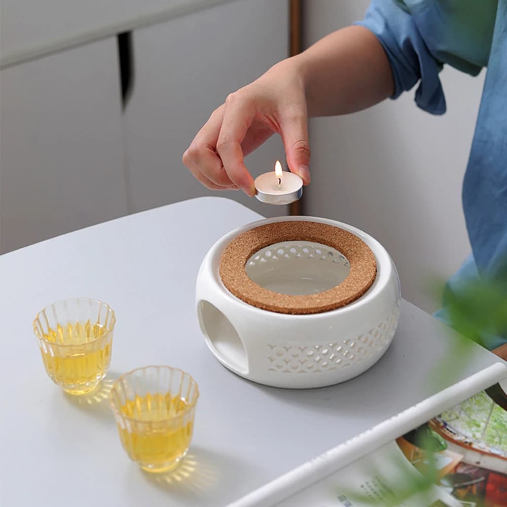 Ceramic Teapot Heaters With Cork Cushion Candle Base Kitchen Desktop Coffee Glass Pot Heater Tea Water Beverage Heating Stove