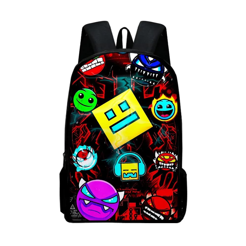 Borse da scuola per studenti Hip Hop Youthful New Geometry Dash Zaini per notebook Borse da viaggio impermeabili per ragazzi/ragazze stampate in 3D