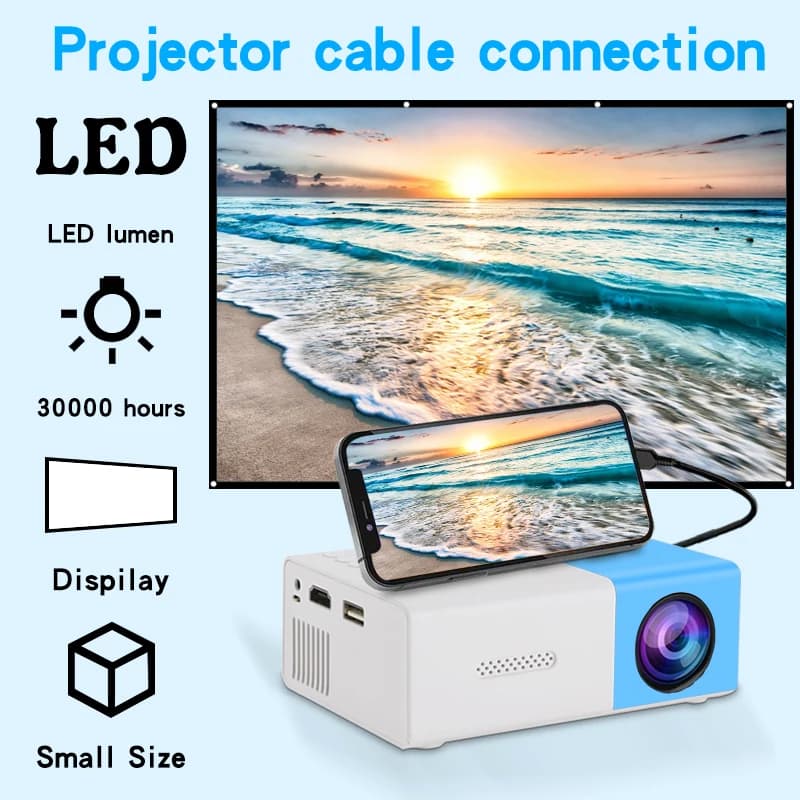 Proiettore ad altissima definizione per la proiezione della parete della camera da letto domestica, home cinema con proiezione dello schermo del telefono cellulare, TV office