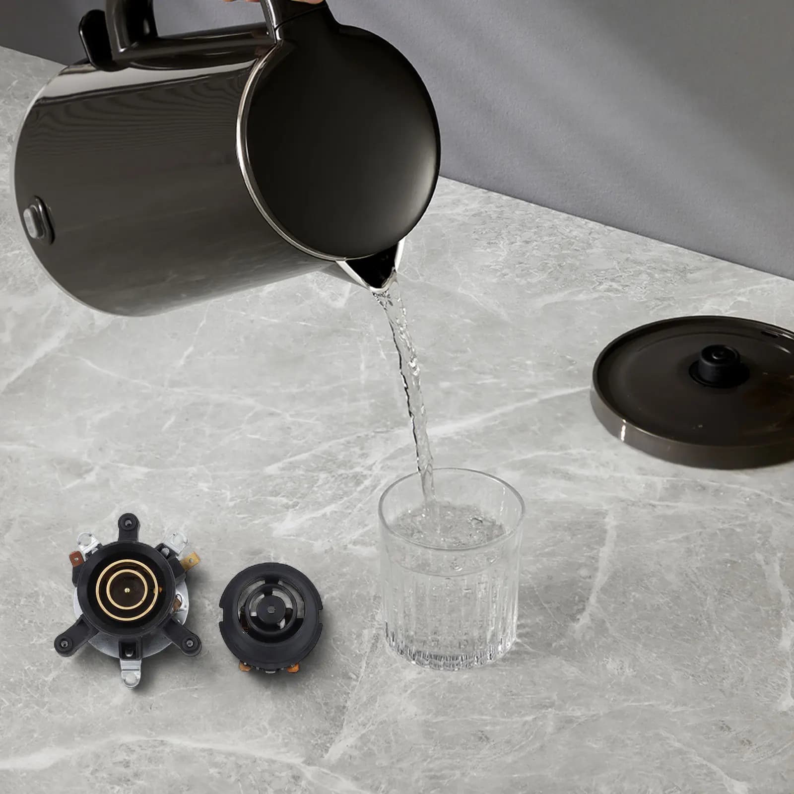 Electric kettle 2 pieces thermostat temperature switch connector with improved electrical conductivity for efficient heating