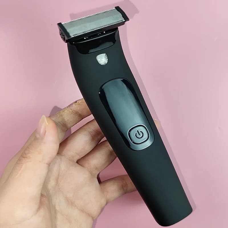Single-blade electric beard with LED light, adjustable face and body haircuts, spherical edge cutters