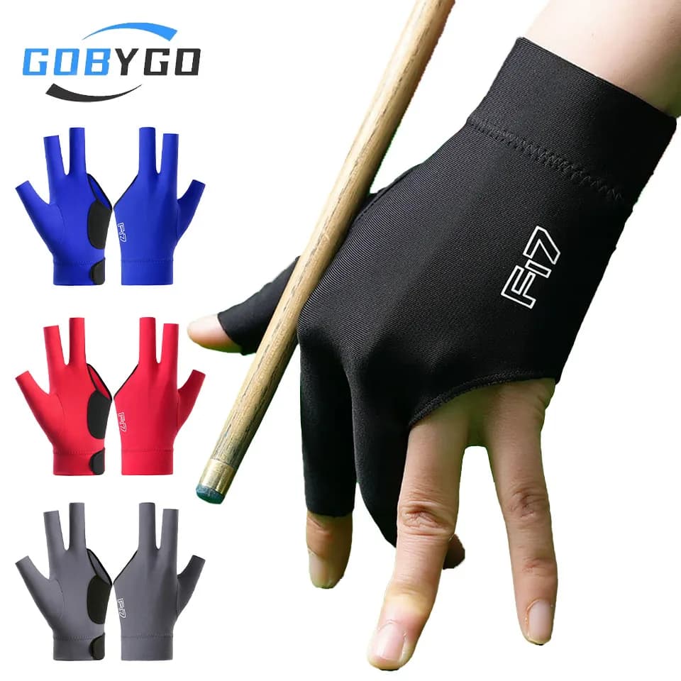 GOBYGO Guanto da Biliardo/Snooker per Mano Sinistra, Portatile, Regolabile, Altamente Elastico, Antiscivolo, Durevole, per Allenamento e Sport
