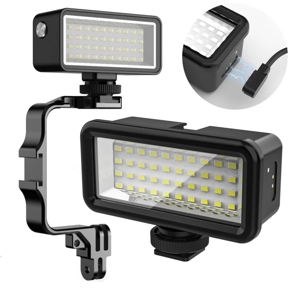Impermeabile 40M Subacquea Led Video Immersione Lampada Della Luce di Riempimento Per Gopro Hero 11 10 9 Dji Action 3 Action Camera Accessori SLR