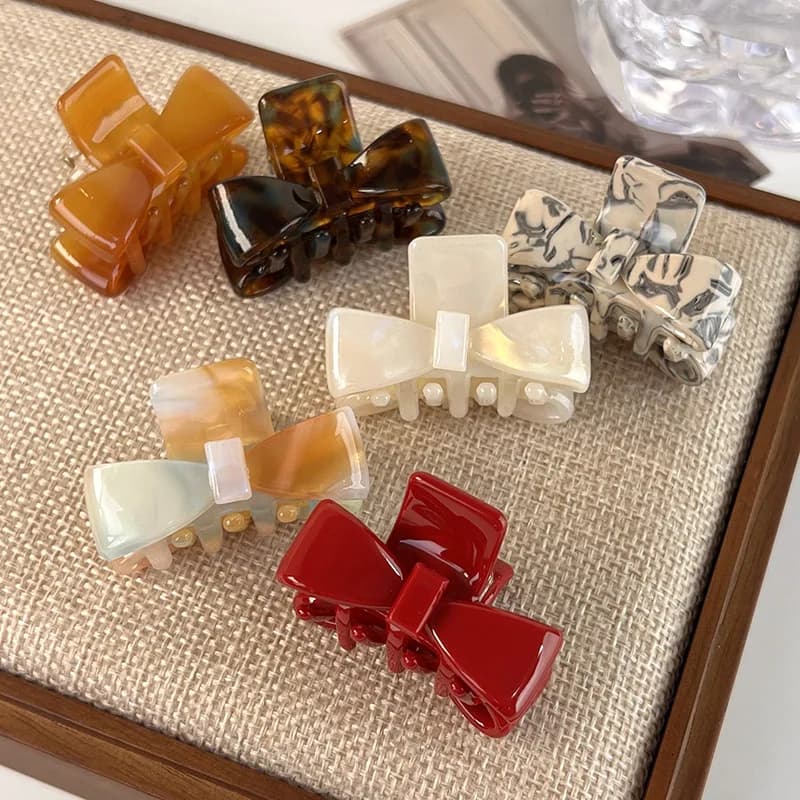 Dolce fiocco in acetato piccolo artiglio per capelli clip per frangia clip per capelli colorata per donne ragazze bellissime mollette moda nuovi accessori per capelli