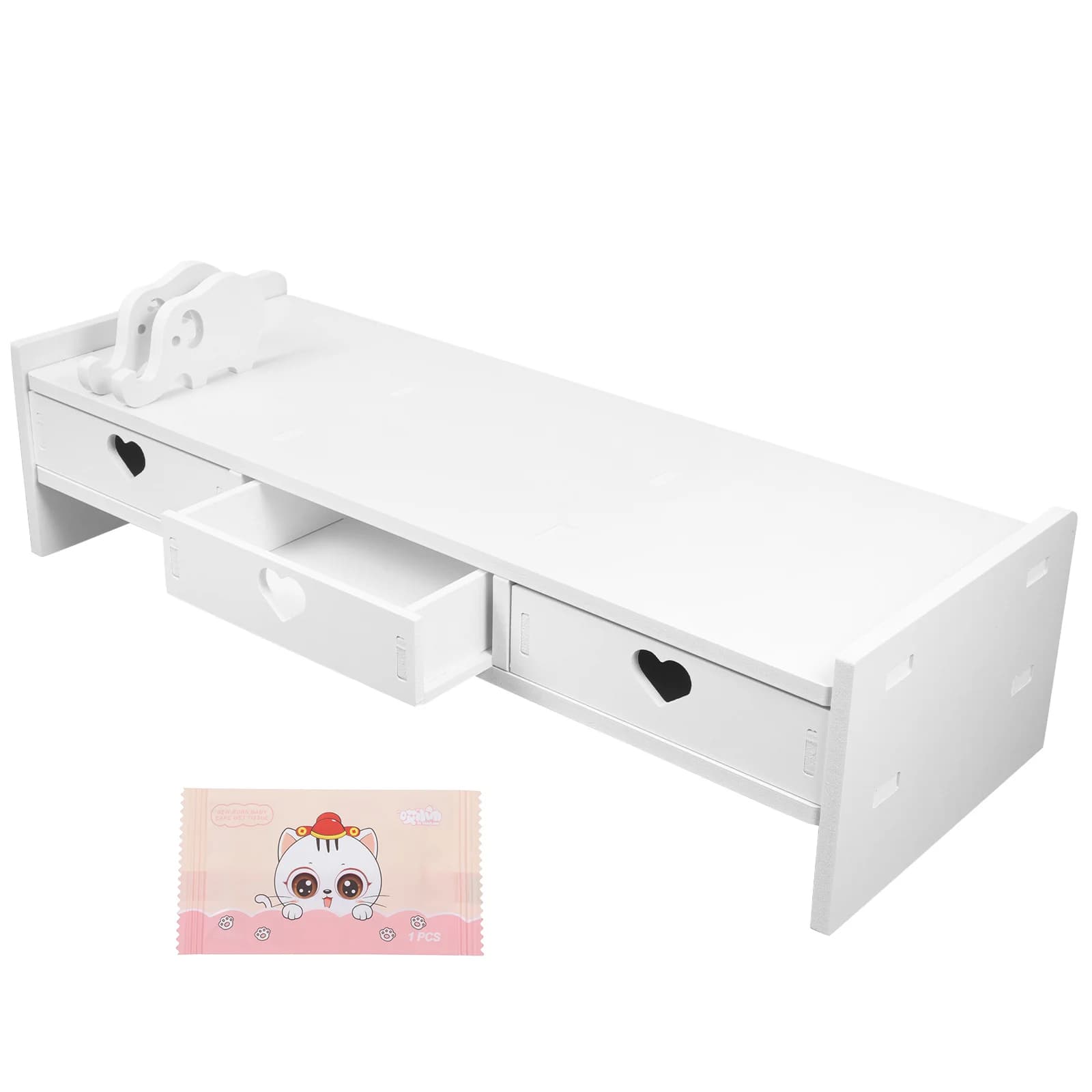 Rack di stoccaggio per tastiera Rialzo per monitor con cassetti Organizzatore da scrivania composito in legno PVC Schermo per computer da ufficio regolabile in altezza