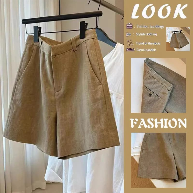 Pantaloncini Modellanti a Vita Alta alla Moda, Traspiranti, Nuovo Stile Estivo, Pantaloni Casual da Donna con Tasche, Stile per il Pendolarismo