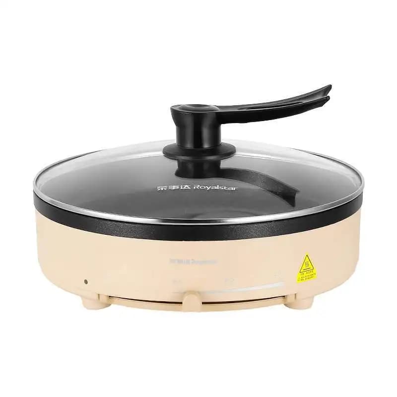 Royalstar 1300W Powerful 12-inch electric pan with non-stick coating, temperature control, tempered glass lid