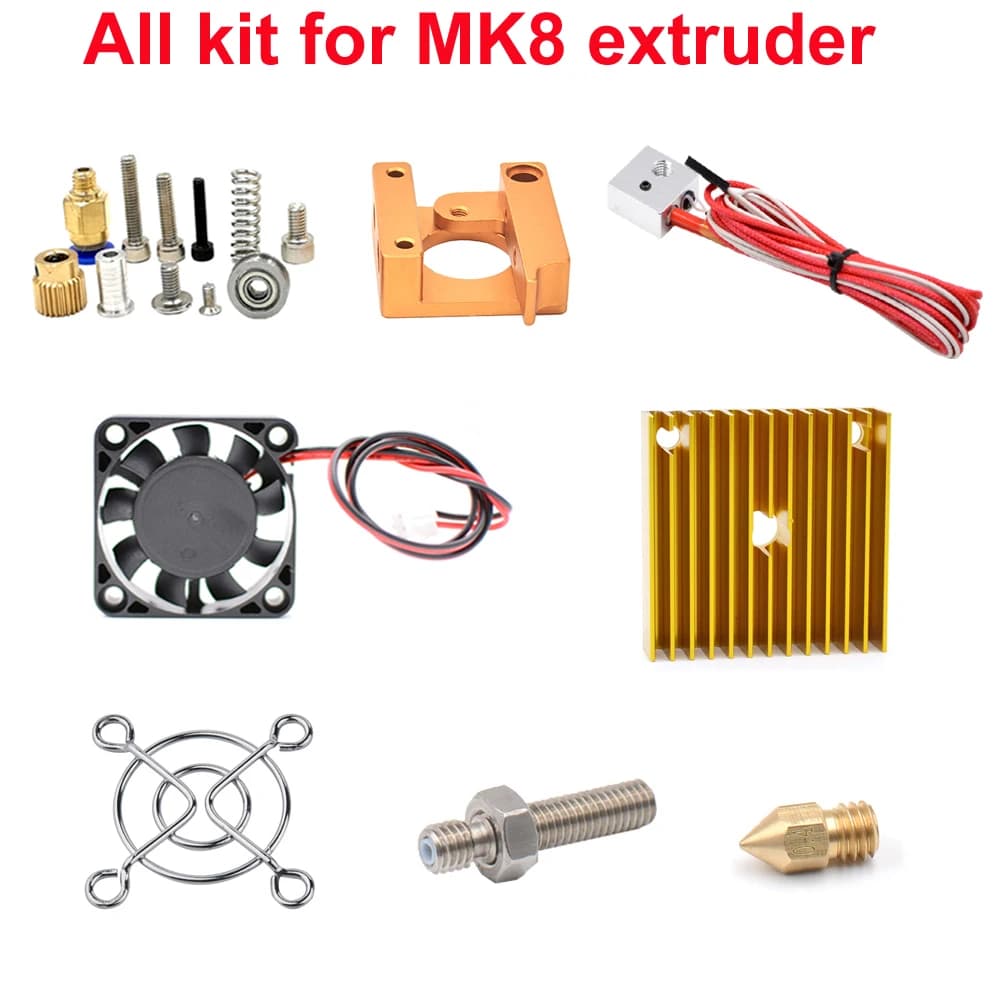 Kit estrusore MK8 Ugello Hotend J-head Diametro ingresso alimentazione 0,4 mm Filamento 1,75 senza motore passo-passo per testina stampante 3D
