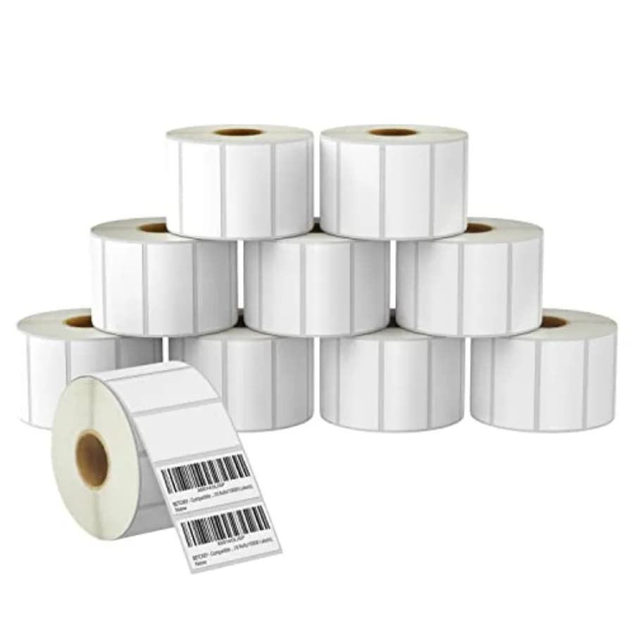 Cartelline per documenti da 2,25" x 57 mm x 25 mm e etichette multiuso compatibili con stampanti di etichette Zebra/Rollo, adesivo premium e perforato