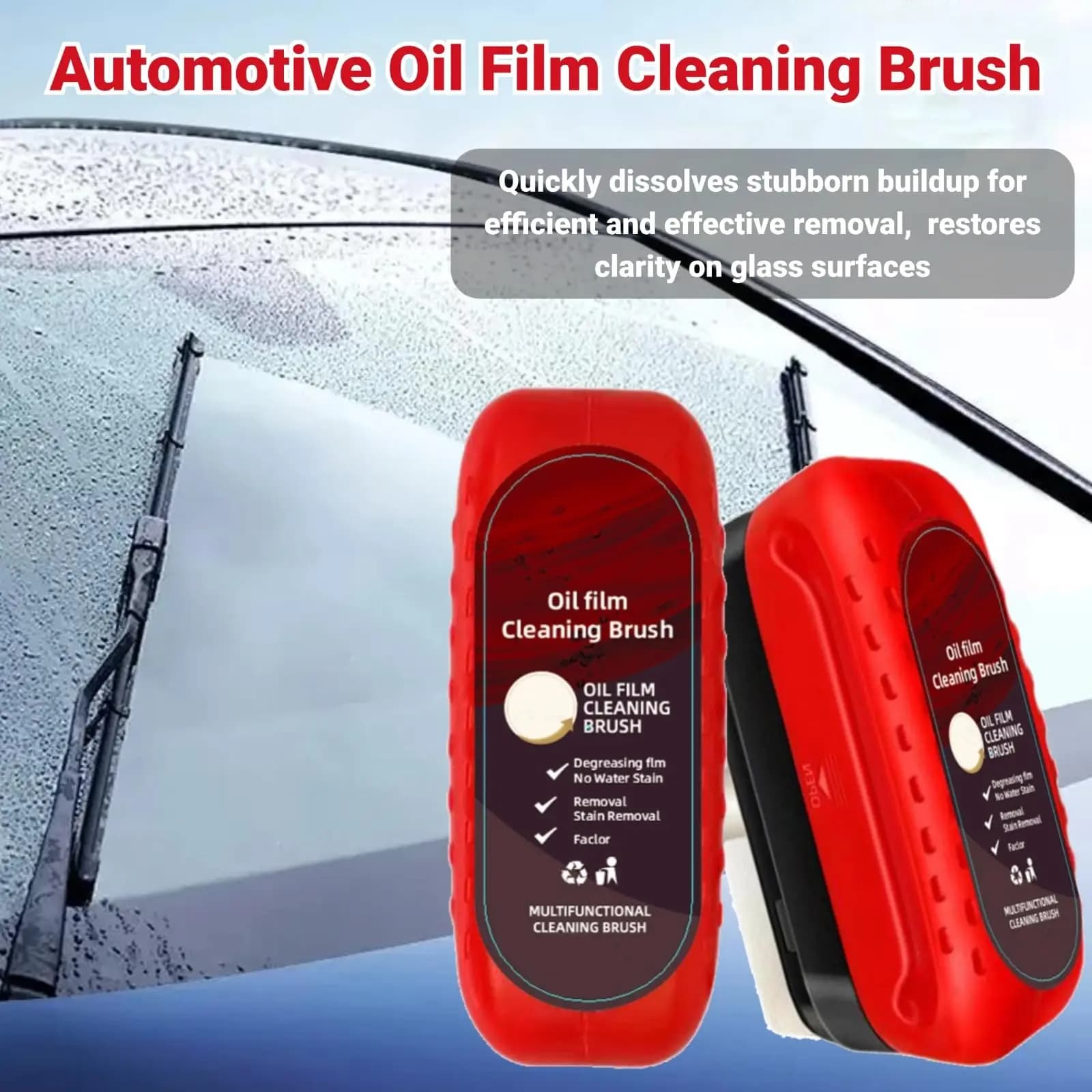 2-piece automotive oil film cleaning brush, glass cleaning panel, new 2025 glass coating for windscreen, strong front windscreen R