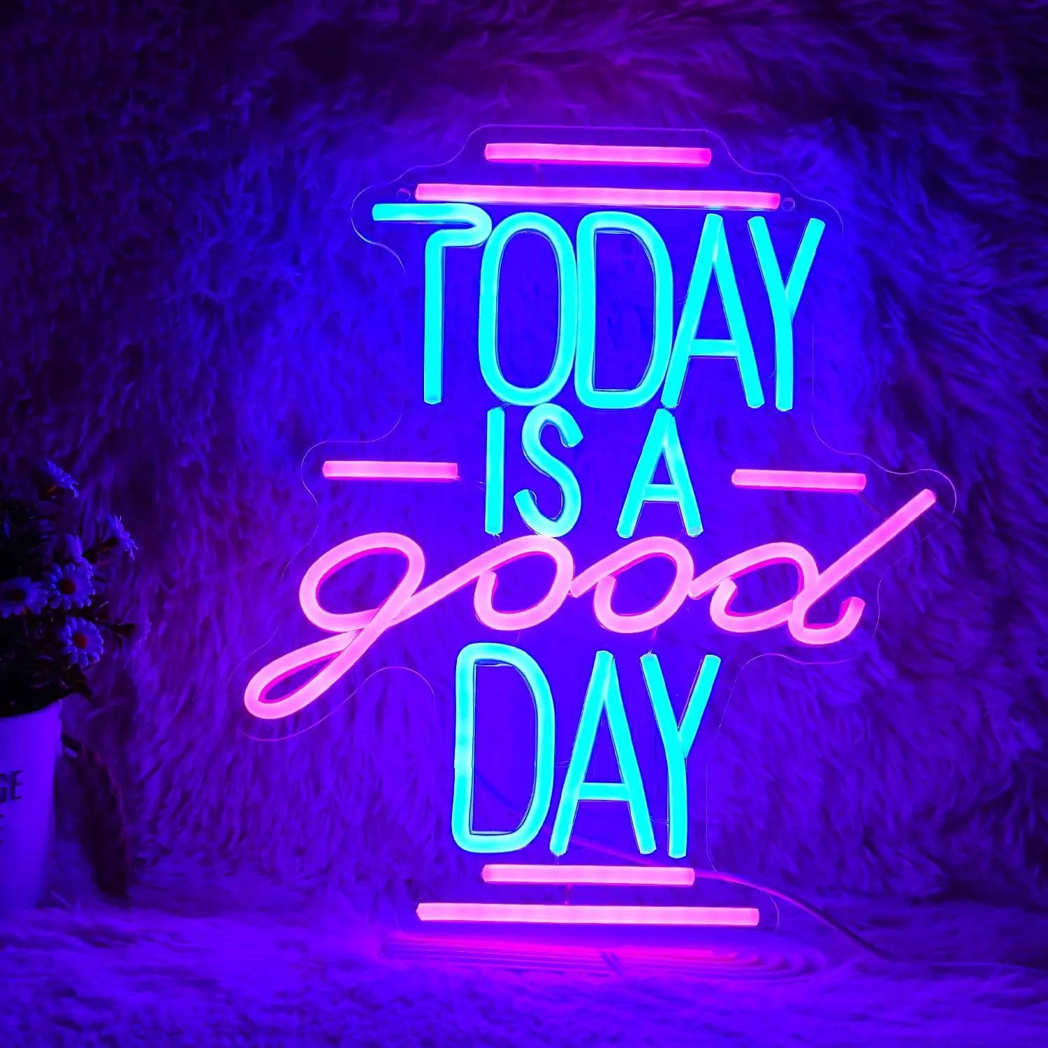 Inspirational Today Is A Good Day Insegna al neon LED Wall Art per la decorazione domestica Camera da letto Soggiorno Bar Cafe Vibe positivo Regalo di illuminazione