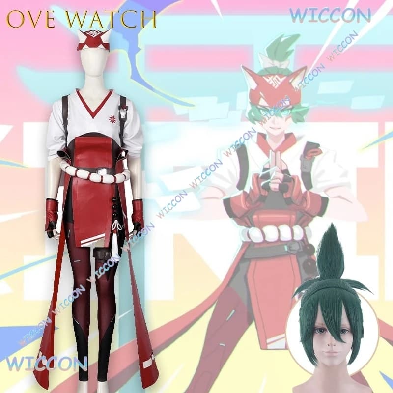 Anime Style Outfit Gioco Accurato regolabile ove Watch 2 Kiriko Shrine Maiden Costume Cosplay Set completo Costume di Halloween Cos