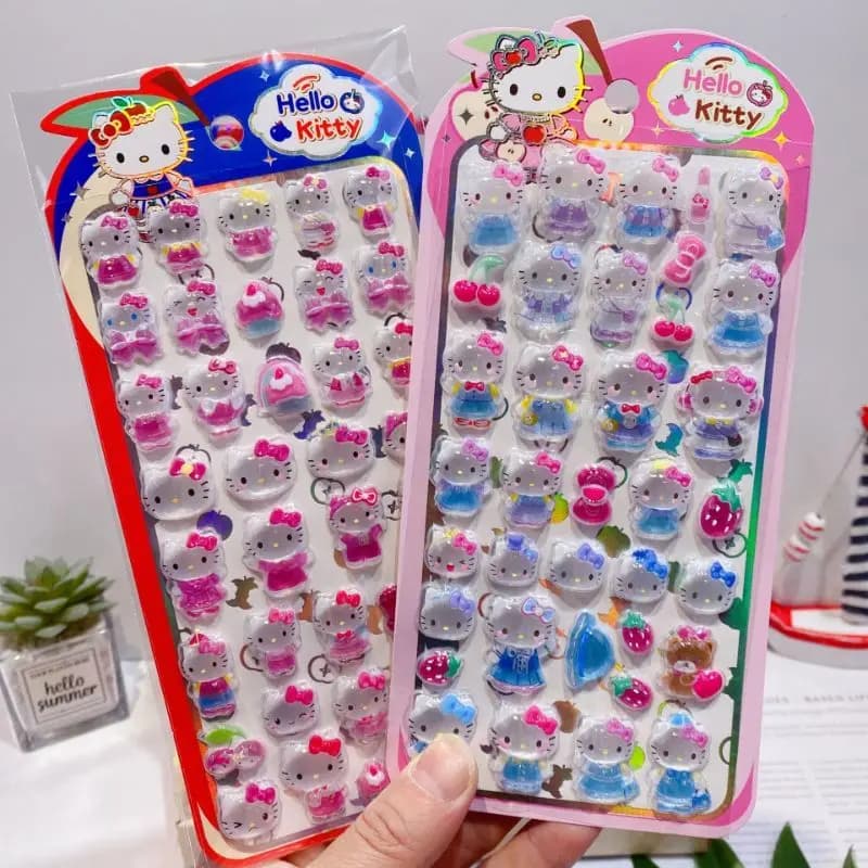 Adesivi 3D Hello Kitty in Rilievo, Adesivi Glitterati Sanrio Carini, Decorazioni Fai-da-Te per Quaderni, Album e Cover per Telefoni